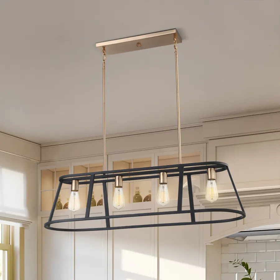 Chassis 4-Light Island Pendant in Copper Brushed Brass & Matte Black - Image 10