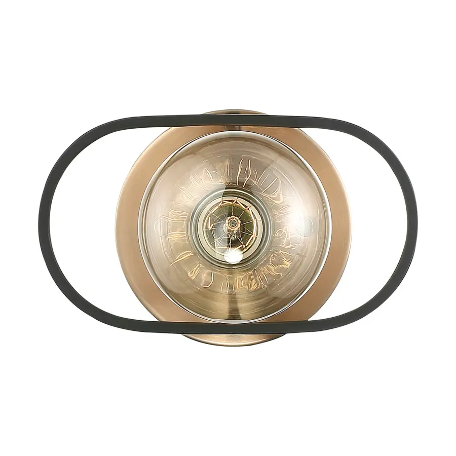 Chassis 1-Light Wall Sconce in Copper Brushed Brass with Matte Black Frame - Image 1
