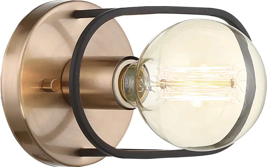 Chassis 1-Light Wall Sconce in Copper Brushed Brass with Matte Black Frame - Image 3
