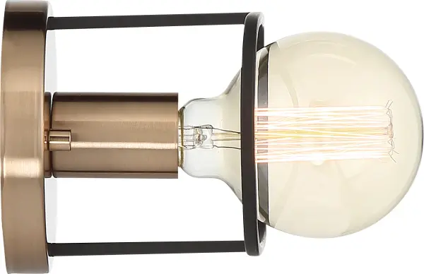 Chassis 1-Light Wall Sconce in Copper Brushed Brass with Matte Black Frame - Image 4
