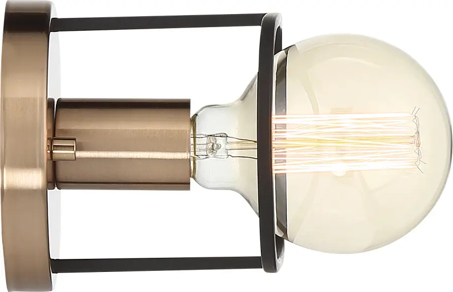 Chassis 1-Light Wall Sconce in Copper Brushed Brass with Matte Black Frame - Image 4