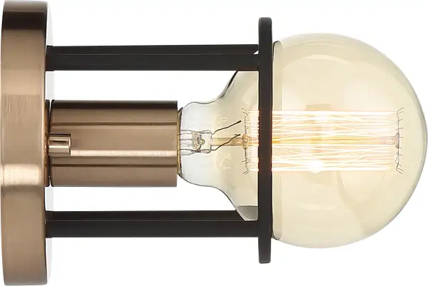 Chassis 1-Light Wall Sconce in Copper Brushed Brass with Matte Black Frame - Image 5