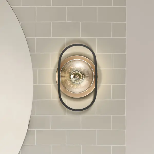 Chassis 1-Light Wall Sconce in Copper Brushed Brass with Matte Black Frame - Image 8
