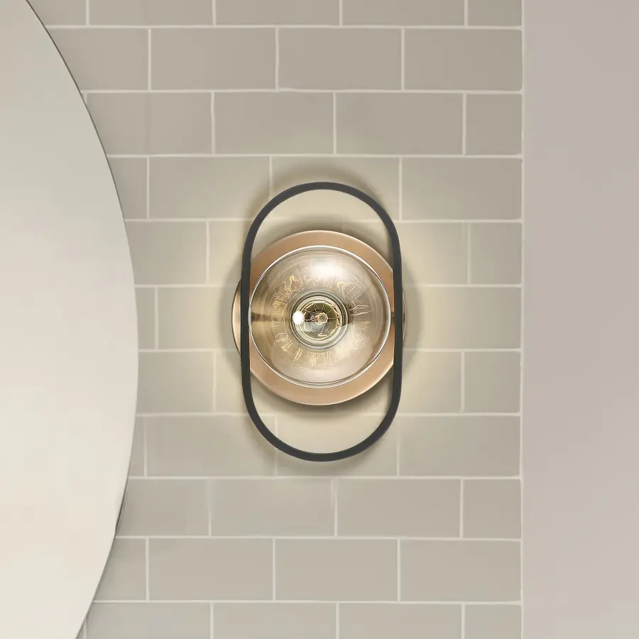 Chassis 1-Light Wall Sconce in Copper Brushed Brass with Matte Black Frame - Image 8
