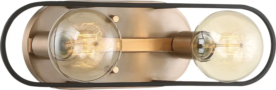 Chassis 2-Light Vanity in Copper Brushed Brass with Matte Black - Image 3