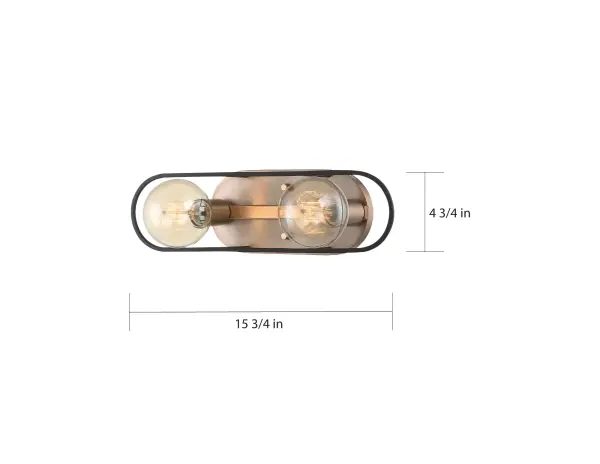Chassis 2-Light Vanity in Copper Brushed Brass with Matte Black - Image 5