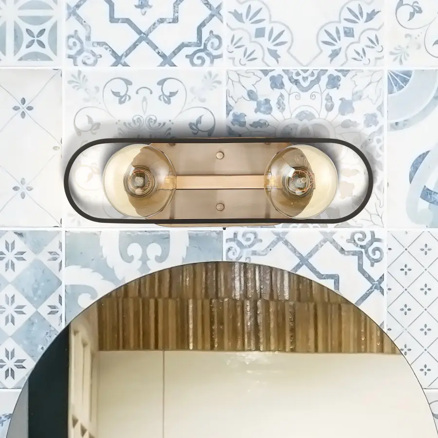 Chassis 2-Light Vanity in Copper Brushed Brass with Matte Black - Image 7