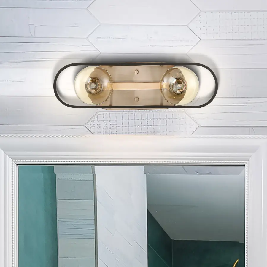 Chassis 2-Light Vanity in Copper Brushed Brass with Matte Black - Image 9