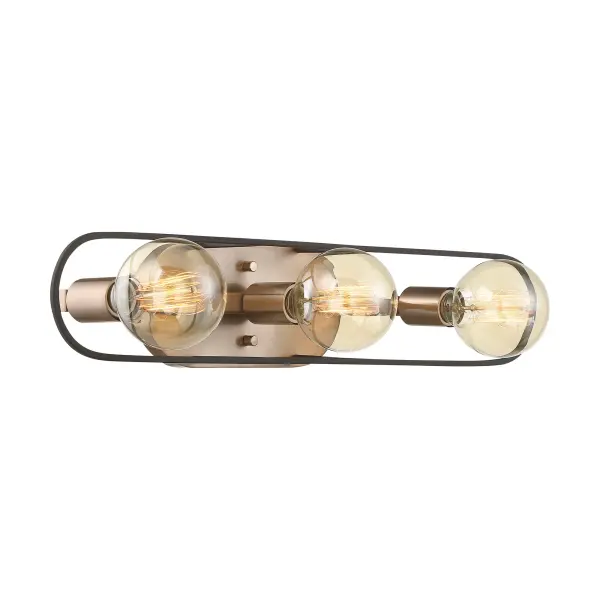 Chassis 3-Light Vanity in Copper Brushed Brass with Matte Black Frame - Image 1