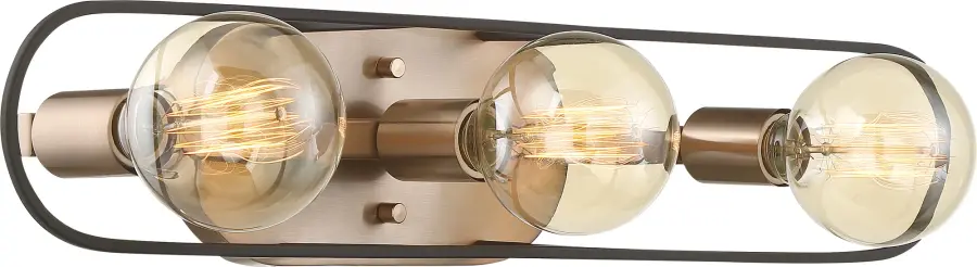 Chassis 3-Light Vanity in Copper Brushed Brass with Matte Black Frame - Image 2