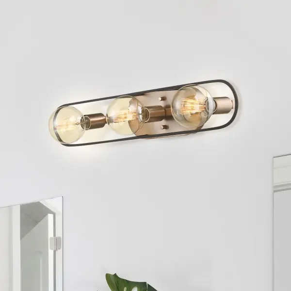 Chassis 3-Light Vanity in Copper Brushed Brass with Matte Black Frame - Image 6