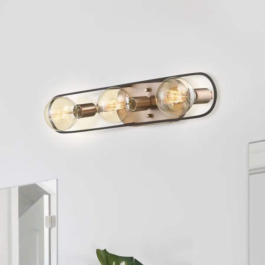 Chassis 3-Light Vanity in Copper Brushed Brass with Matte Black Frame - Image 6