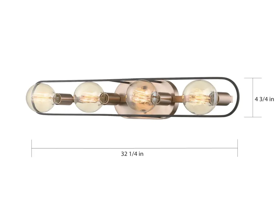 Chassis 4-Light Vanity in Copper Brushed Brass with Matte Black - Image 6