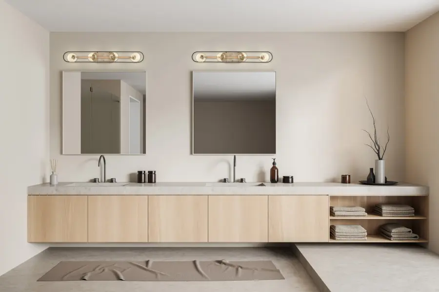Chassis 4-Light Vanity in Copper Brushed Brass with Matte Black - Image 9