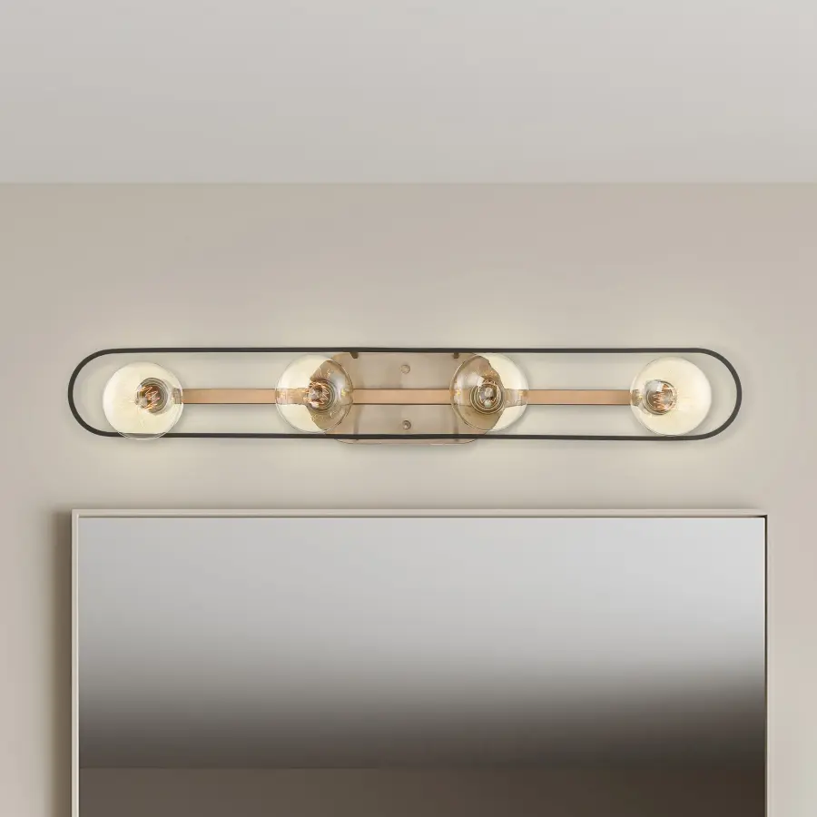 Chassis 4-Light Vanity in Copper Brushed Brass with Matte Black - Image 10