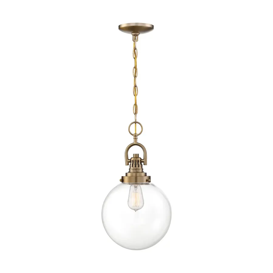Skyloft Burnished Brass Pendant with Clear Glass Globe - Image 1