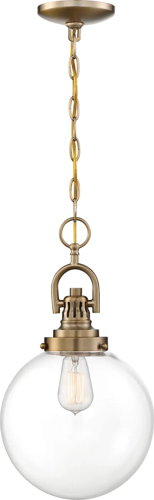 Skyloft Burnished Brass Pendant with Clear Glass Globe - Image 2