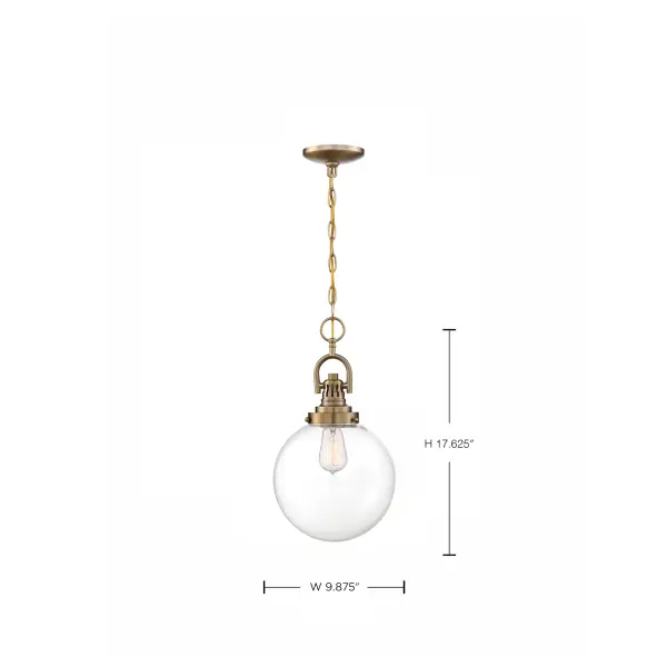 Skyloft Burnished Brass Pendant with Clear Glass Globe - Image 5