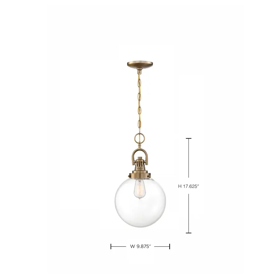 Skyloft Burnished Brass Pendant with Clear Glass Globe - Image 5