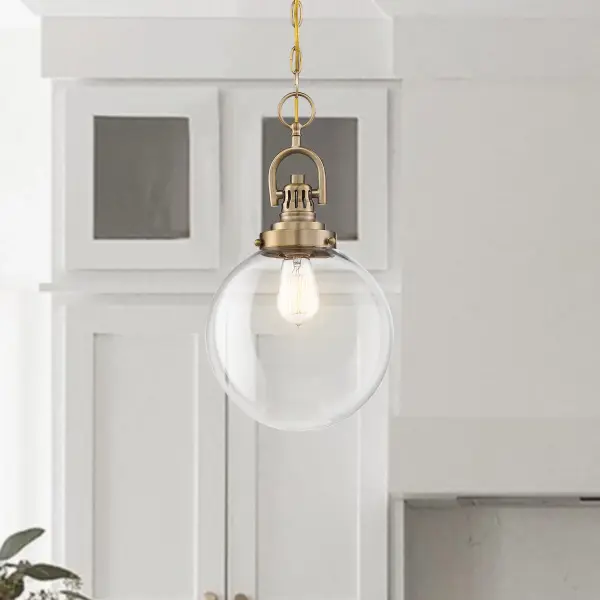 Skyloft Burnished Brass Pendant with Clear Glass Globe - Image 7