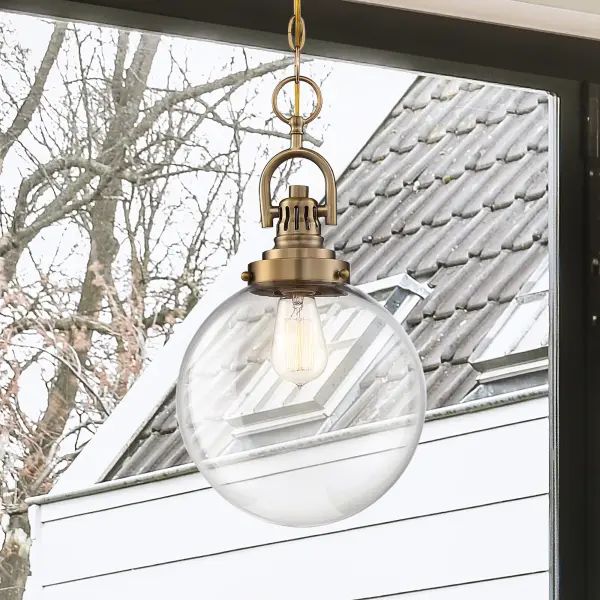 Skyloft Burnished Brass Pendant with Clear Glass Globe - Image 9