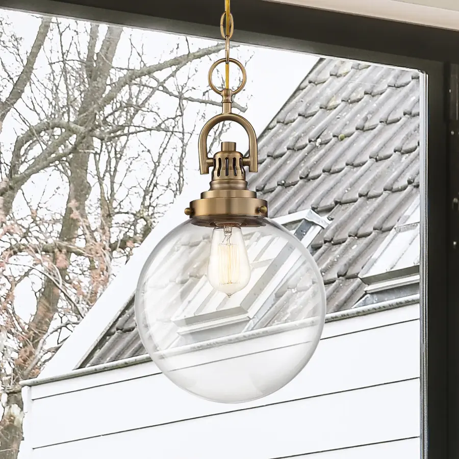 Skyloft Burnished Brass Pendant with Clear Glass Globe - Image 9