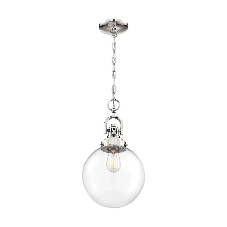 Skyloft Clear Glass Globe Pendant in Polished Nickel - Image 1