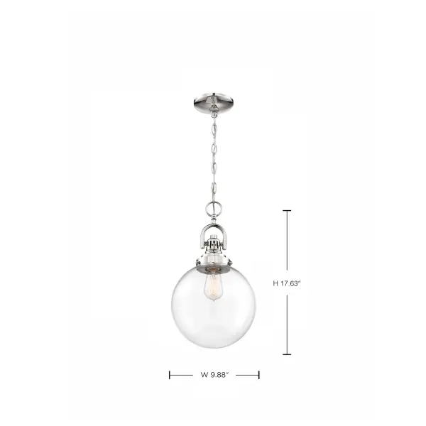 Skyloft Clear Glass Globe Pendant in Polished Nickel - Image 6