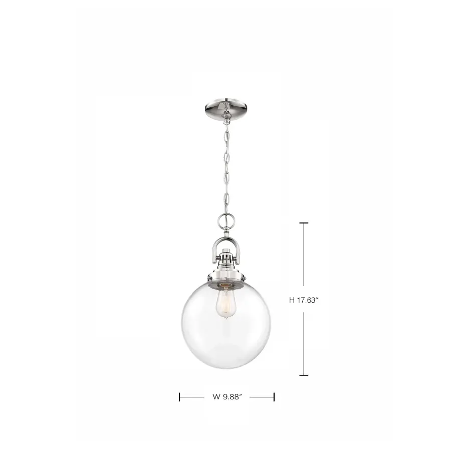 Skyloft Clear Glass Globe Pendant in Polished Nickel - Image 6