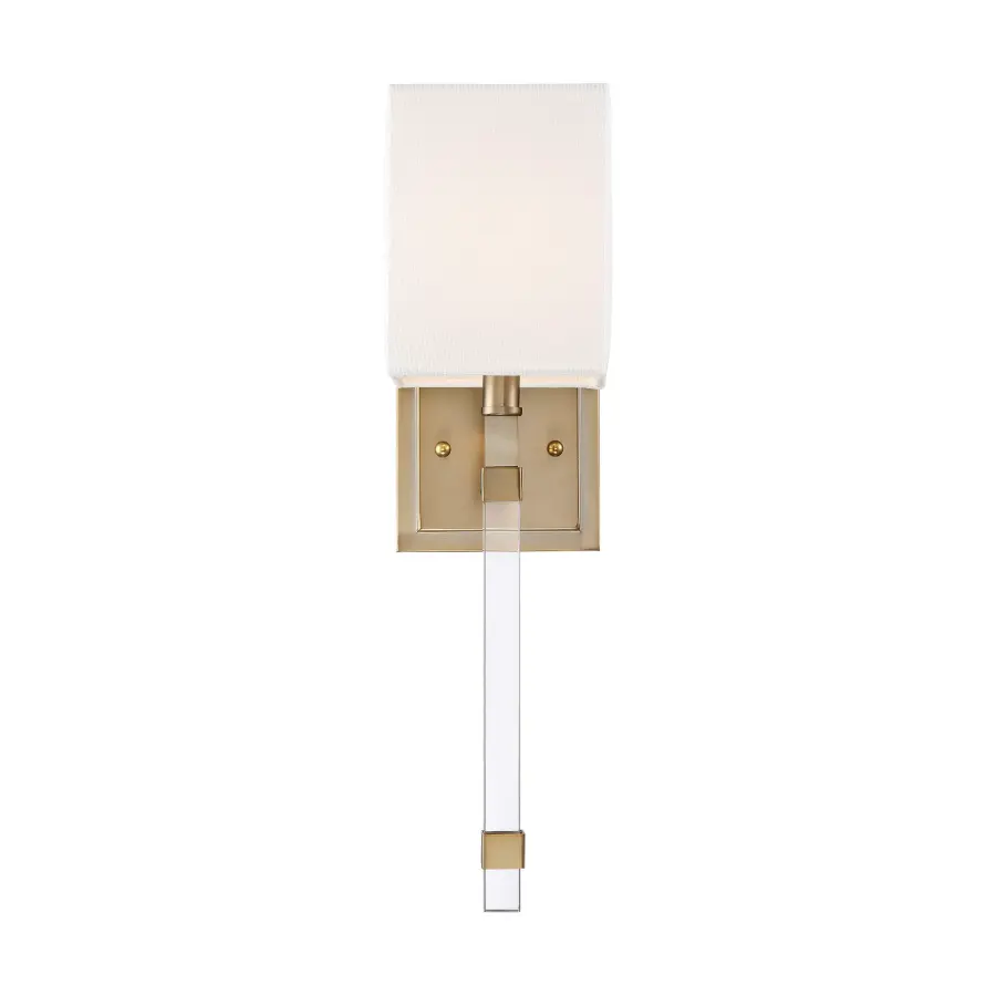 Thompson 1-Light Wall Sconce in Burnished Brass with White Linen Shade - Image 1