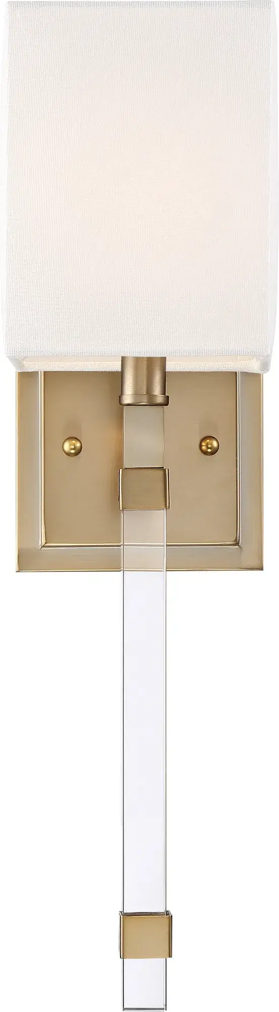 Thompson 1-Light Wall Sconce in Burnished Brass with White Linen Shade - Image 2