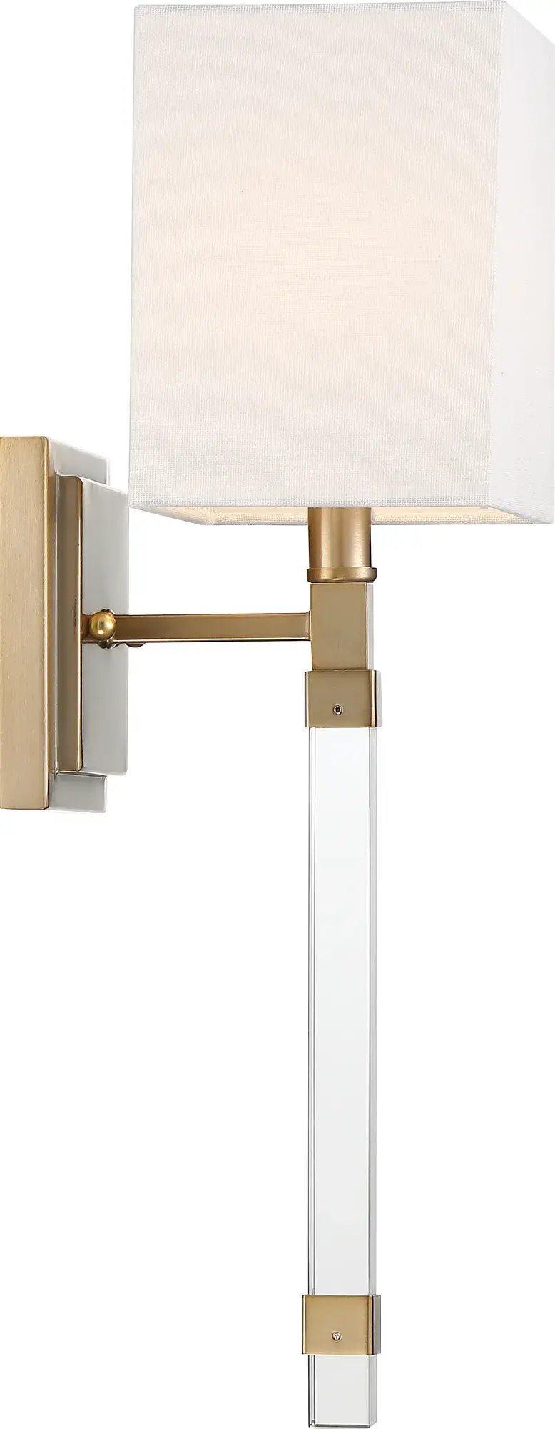 Thompson 1-Light Wall Sconce in Burnished Brass with White Linen Shade - Image 4