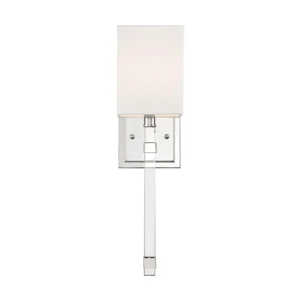 Thompson 1-Light Wall Sconce in Polished Nickel with White Linen Shade - Image 1