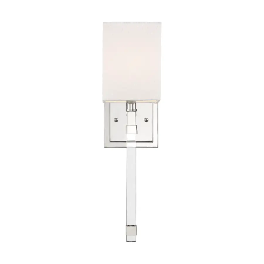 Thompson 1-Light Wall Sconce in Polished Nickel with White Linen Shade - Image 1