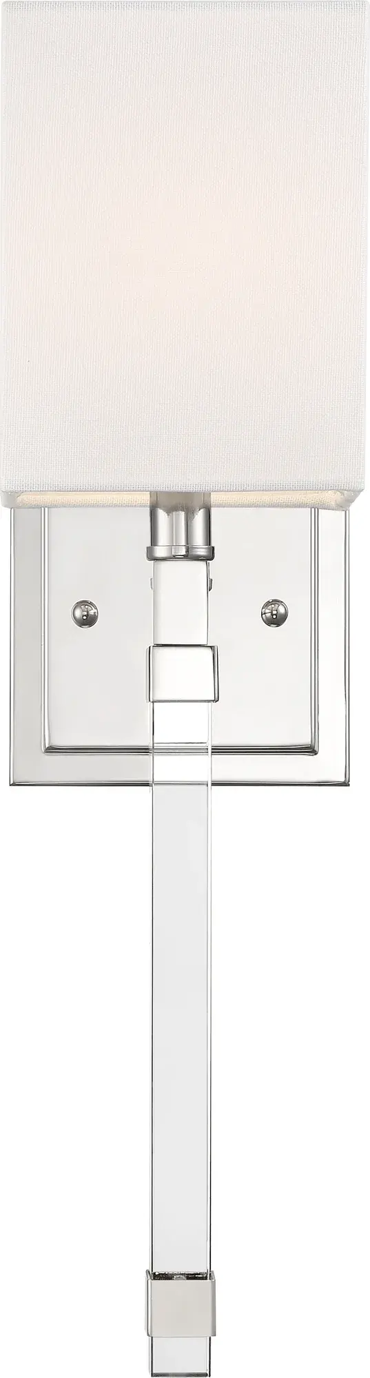 Thompson 1-Light Wall Sconce in Polished Nickel with White Linen Shade - Image 2