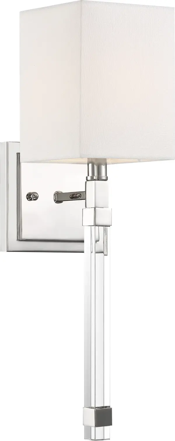 Thompson 1-Light Wall Sconce in Polished Nickel with White Linen Shade - Image 3