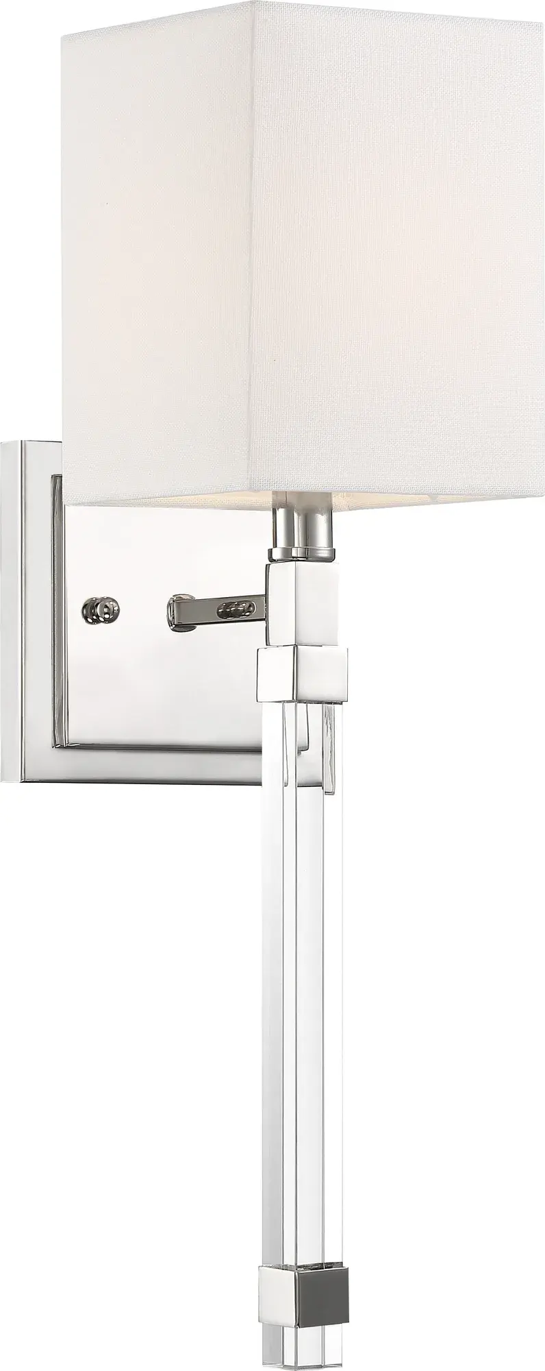 Thompson 1-Light Wall Sconce in Polished Nickel with White Linen Shade - Image 3