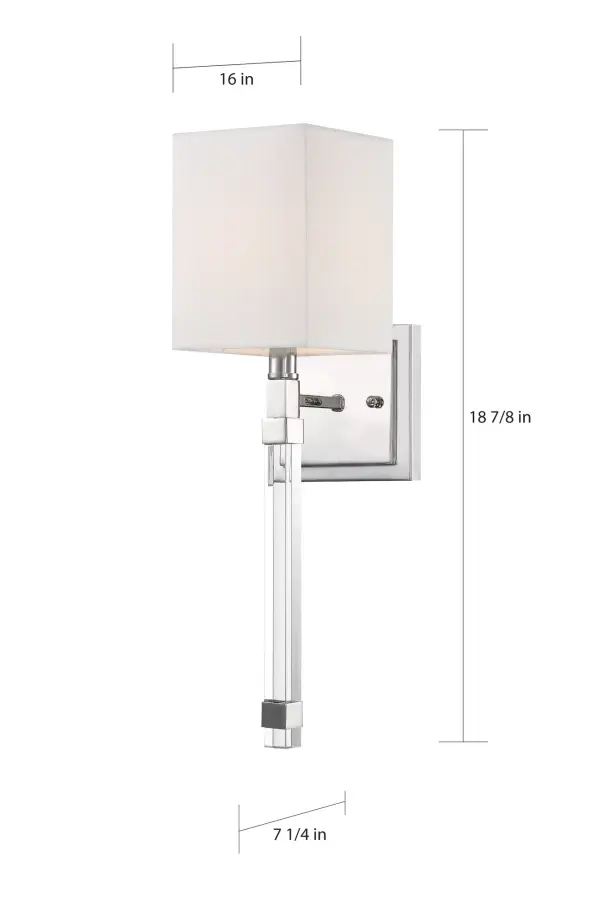 Thompson 1-Light Wall Sconce in Polished Nickel with White Linen Shade - Image 6