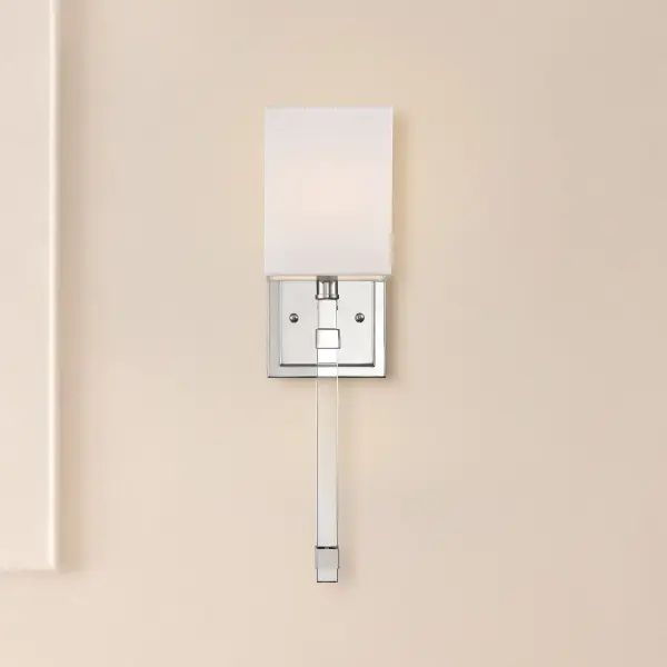 Thompson 1-Light Wall Sconce in Polished Nickel with White Linen Shade - Image 8