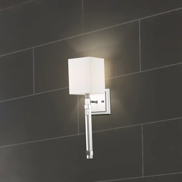 Thompson 1-Light Wall Sconce in Polished Nickel with White Linen Shade - Image 10
