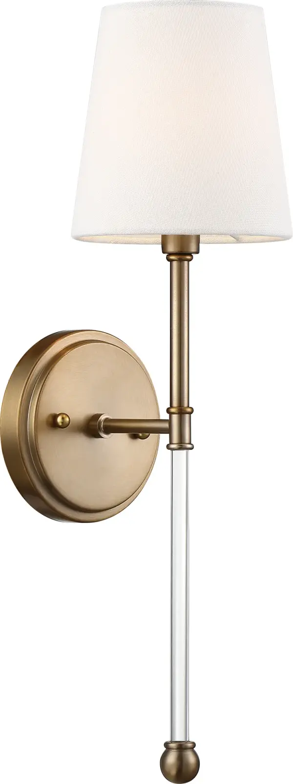 Olmstead 1-Light Wall Sconce in Burnished Brass with White Linen Shade - Image 3