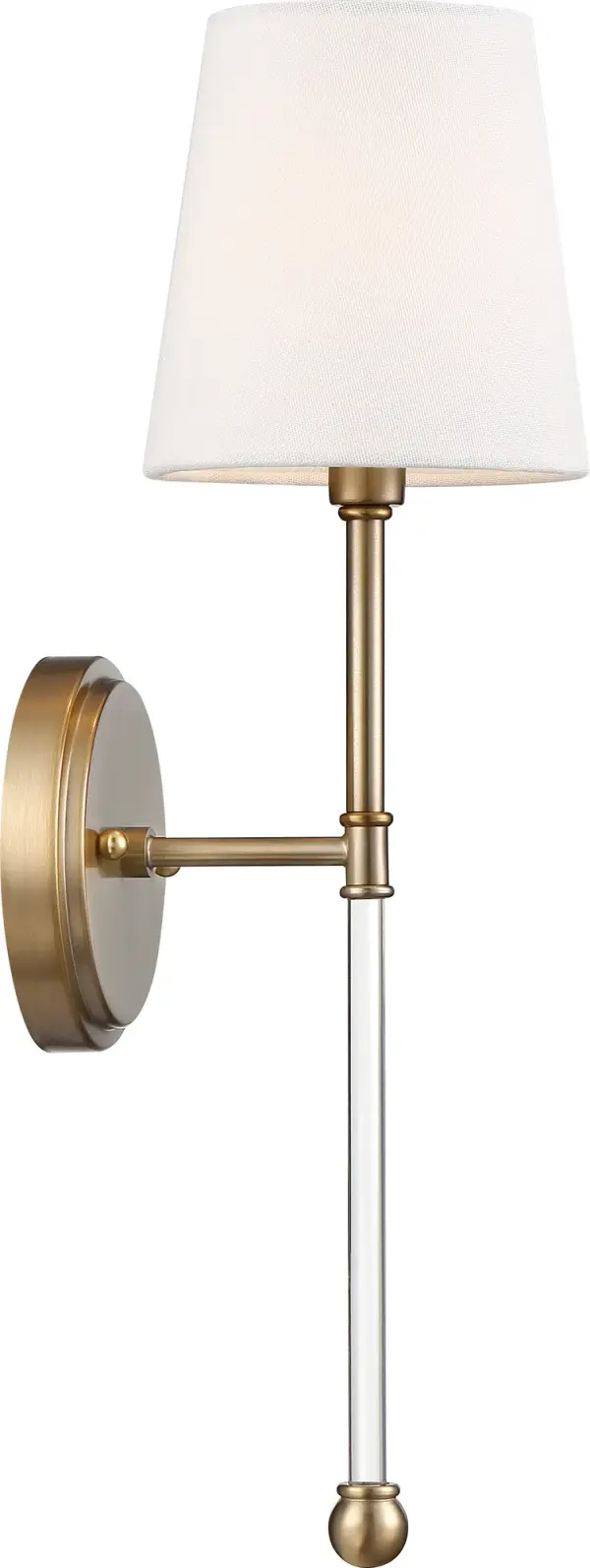 Olmstead 1-Light Wall Sconce in Burnished Brass with White Linen Shade - Image 4