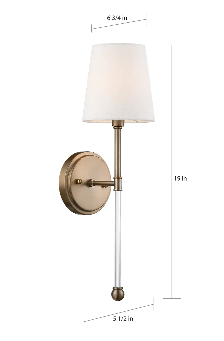 Olmstead 1-Light Wall Sconce in Burnished Brass with White Linen Shade - Image 6