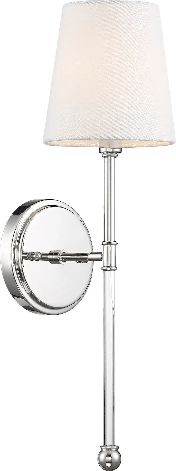 Olmstead 1-Light Wall Sconce in Polished Nickel with White Linen Shade - Image 3