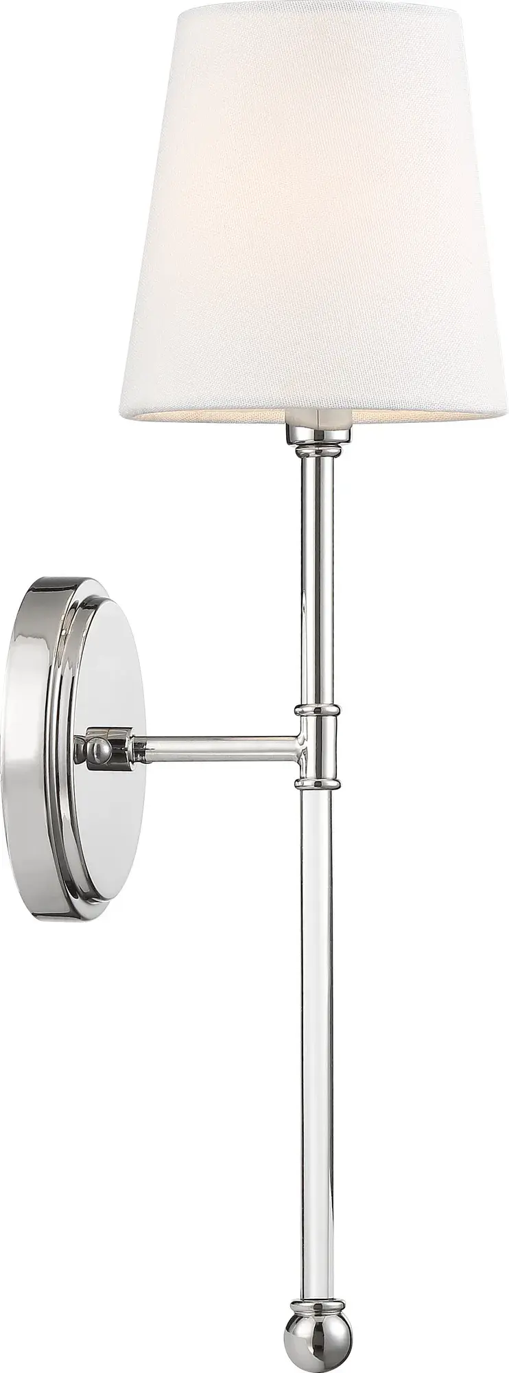 Olmstead 1-Light Wall Sconce in Polished Nickel with White Linen Shade - Image 4