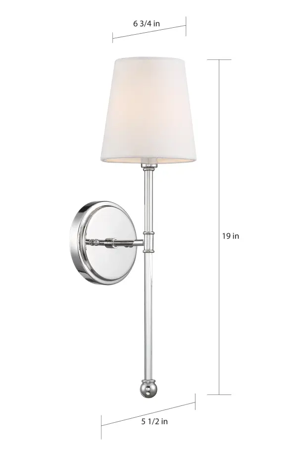 Olmstead 1-Light Wall Sconce in Polished Nickel with White Linen Shade - Image 6