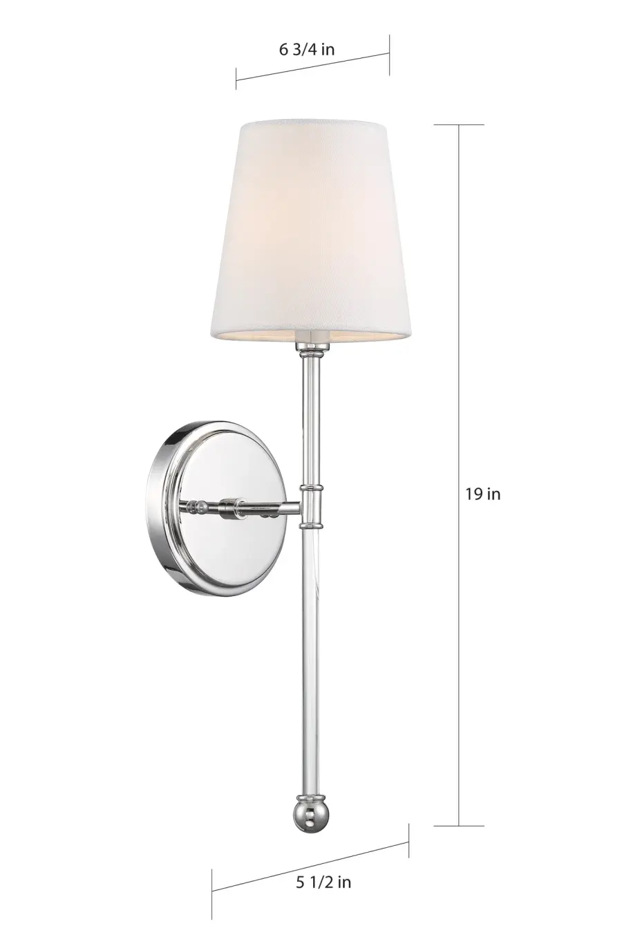 Olmstead 1-Light Wall Sconce in Polished Nickel with White Linen Shade - Image 6