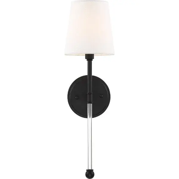 Olmstead 1-Light Wall Sconce in Aged Bronze with White Linen Shade - Image 1