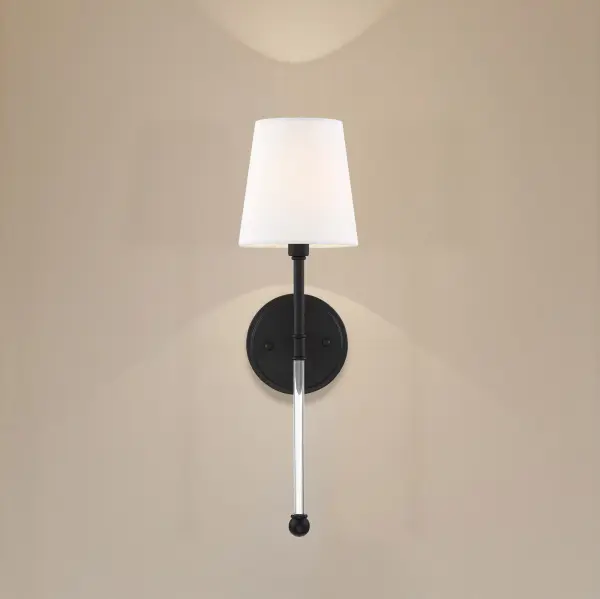 Olmstead 1-Light Wall Sconce in Aged Bronze with White Linen Shade - Image 11