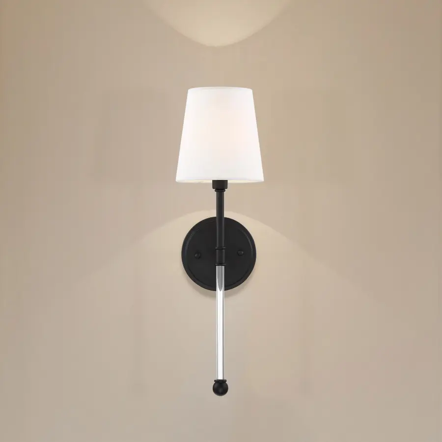 Olmstead 1-Light Wall Sconce in Aged Bronze with White Linen Shade - Image 11